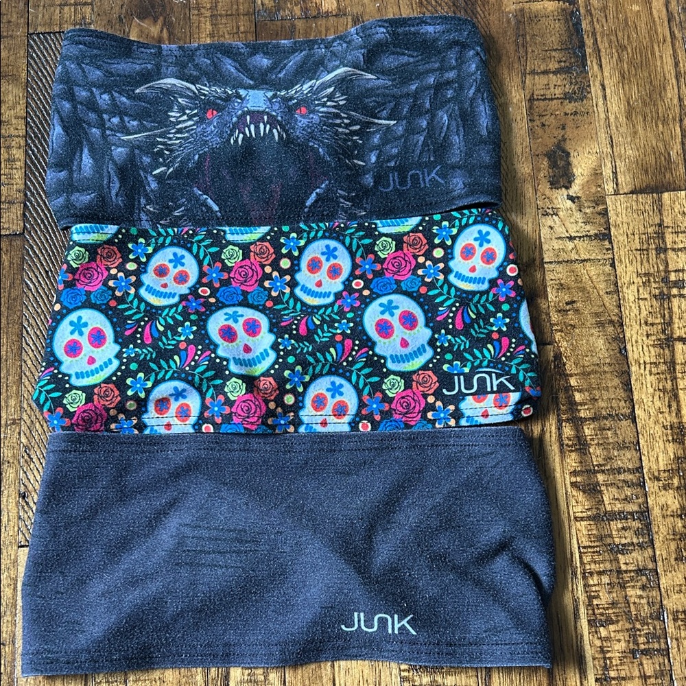 JUNK Headbands Set with Skulls and Wolf Design